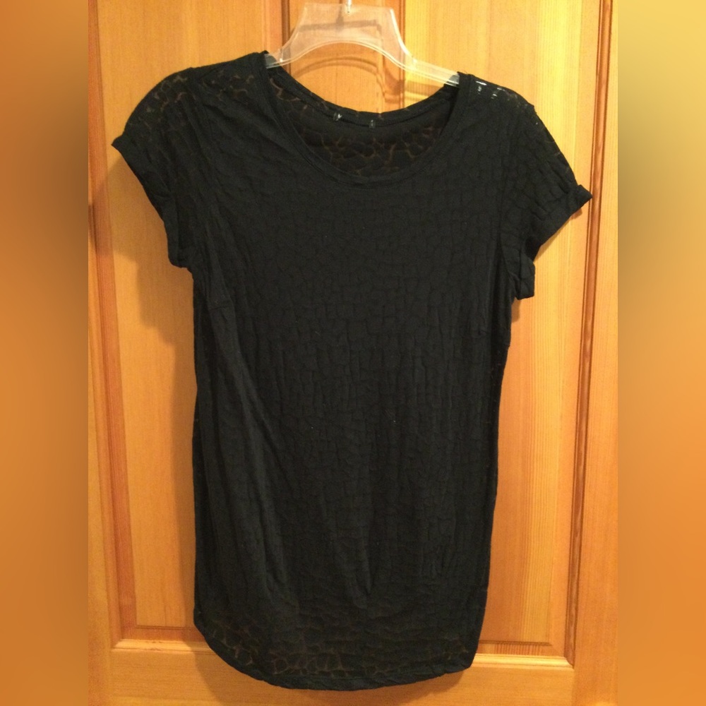 Black sheer maternity top, giraffe spot design size M